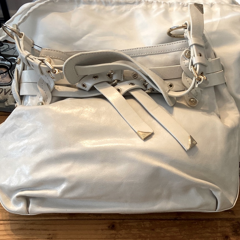 Francesco Biasia White Lillian Two Leather Handbag